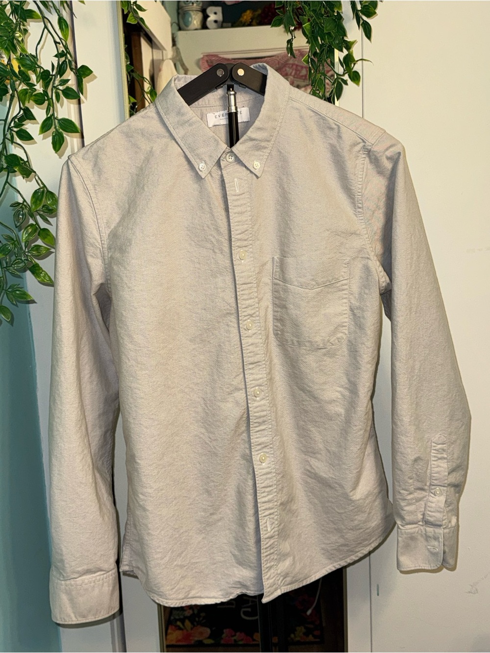 Everlane Women’s Oxford Button Down Shirt Gray Size M Classic 💯 Cotton Gorgeous